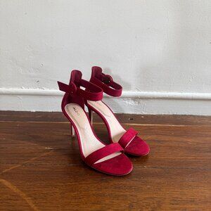 Aldo Red Suede Dosh Open Toed Heels